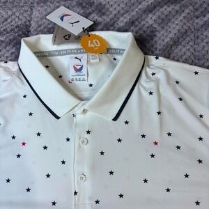 Puma Volition America Golf Polo Shirt XXLarge White Stars UPF 40 Mens